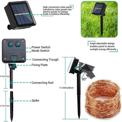 2-Pack Solar Outdoor String Lights, 80FT 200 LED Waterproof 8 Modes