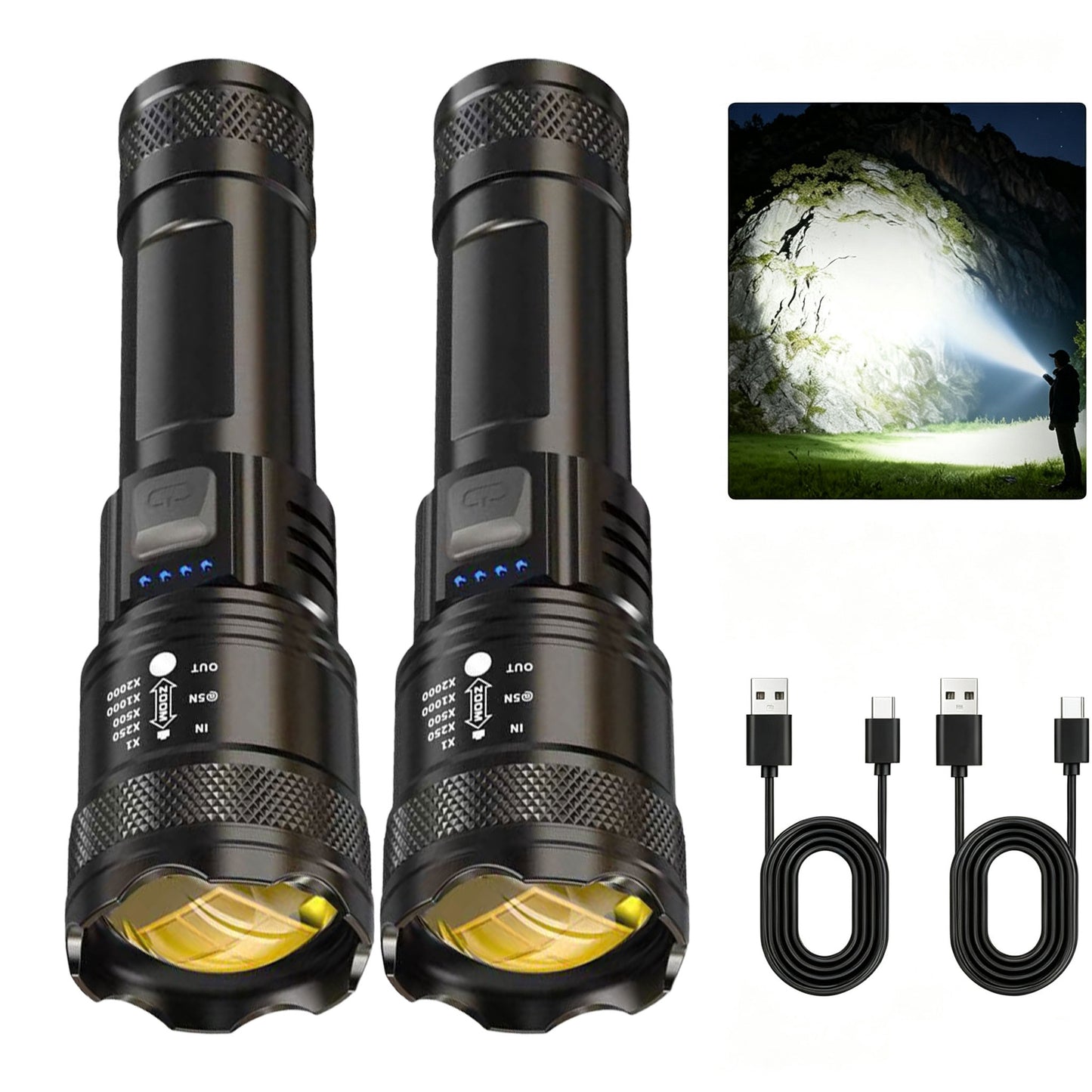Rechargeable Flashlights High Lumens, 5Modes Super Bright Rechargeable