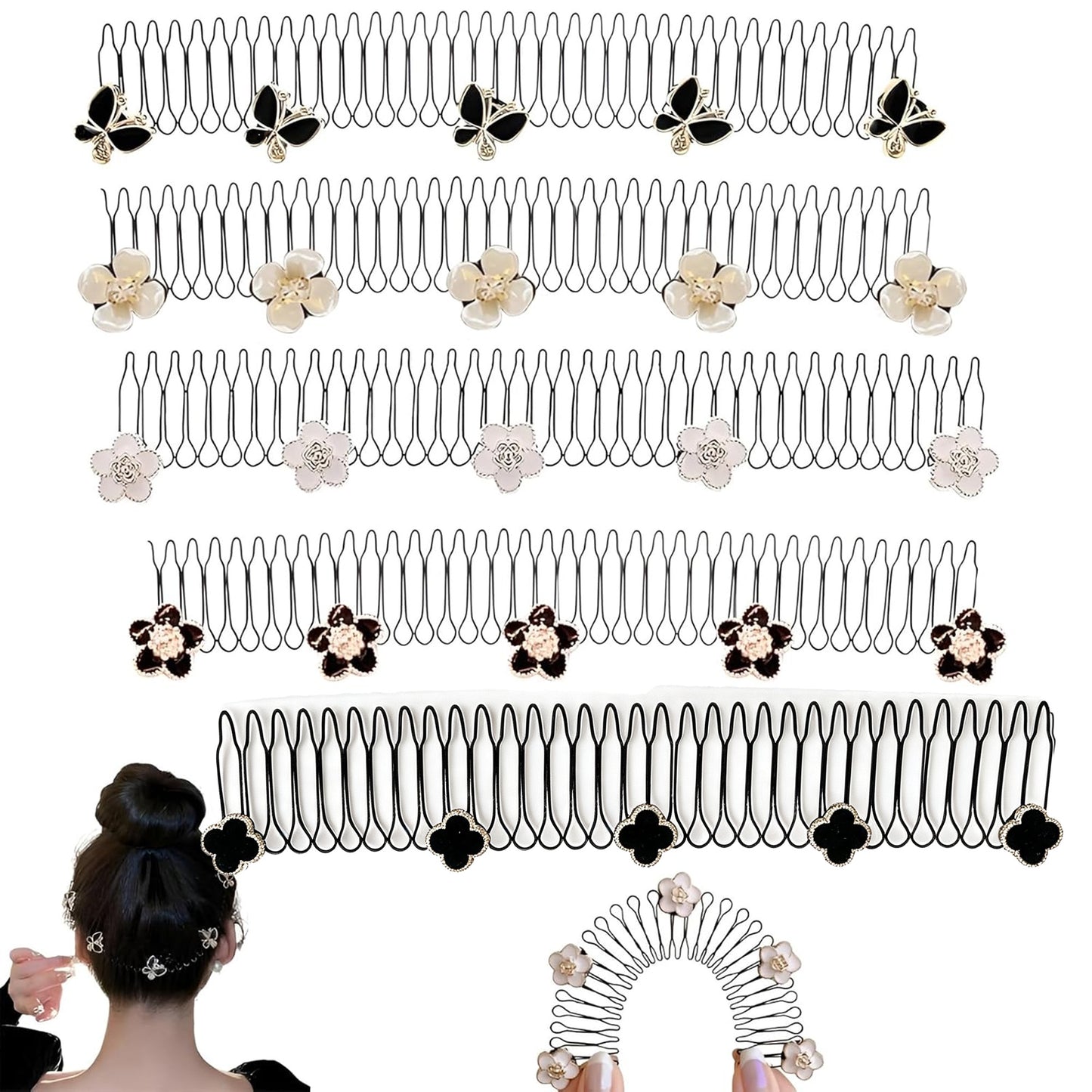 5Pcs Hair Clip Headband Set, Stretch Hair Fixer Comb for Thin Hair&Thick Hair