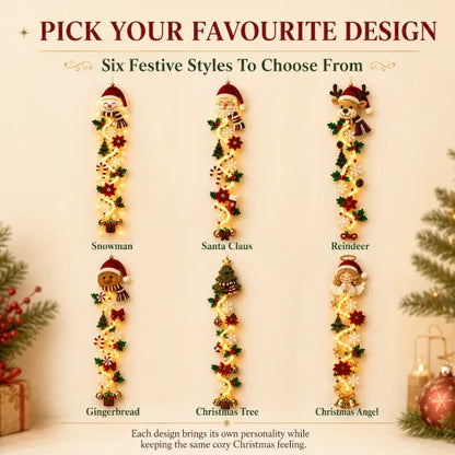 Light‑Up Glowing Christmas Door Hanger - Festive Home Decor