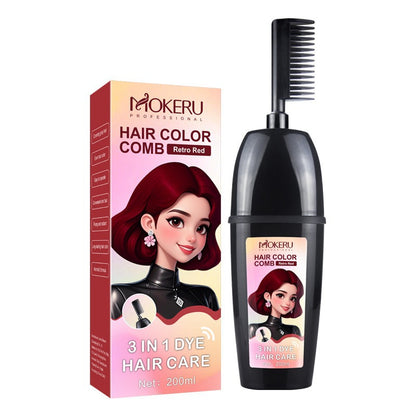 3-In-1 Herbal Hair Coloring Comb | Easy Hair Coloring At Home With Built-In Brush | No Mix, Ammonia-Free