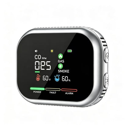 6-in-1 Portable Detector with Natural Gas & Temperature Humidity Sensors Plug-and-Play Design