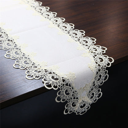 70 Inches Embroidery Lace Table Runner, Classic Jacquard Floral Dresser Scarf for Kitchen Dining Restaurant Party