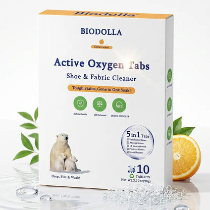 Active Oxygen Tablets—5-in-1 Fabric and Shoe Stain Remover | Easily Removes Stains