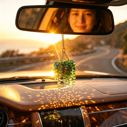 Sun-Kissed Beaded Succulent Car Charm