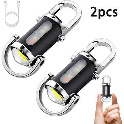 2PCS Keychain Flashlights Rechargeable, COB 800 Lumens EDC Mini Flashlights