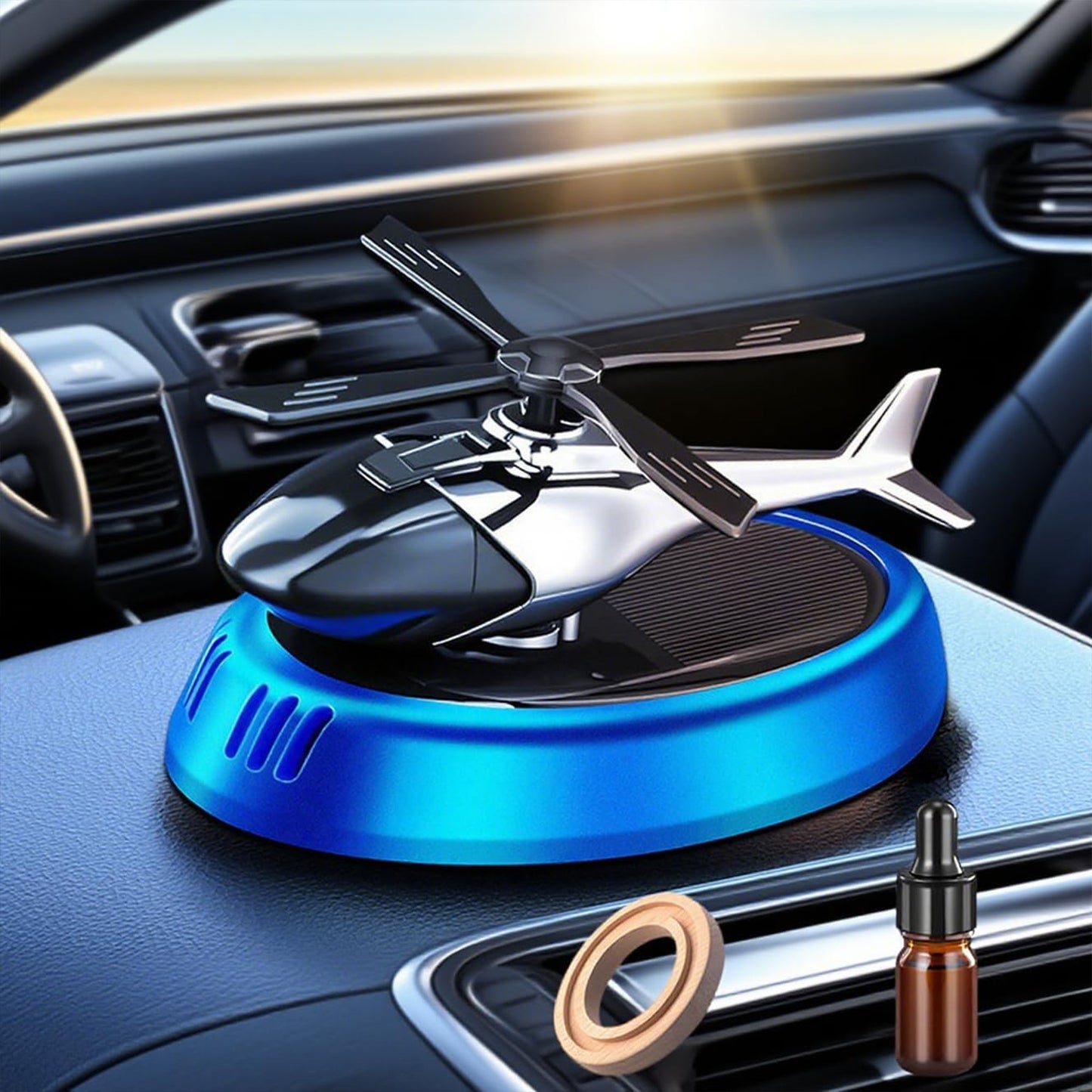 Creative Helicopter Solar Energy Rotating Aromatherapy Aviation Al Alloy Diffuser