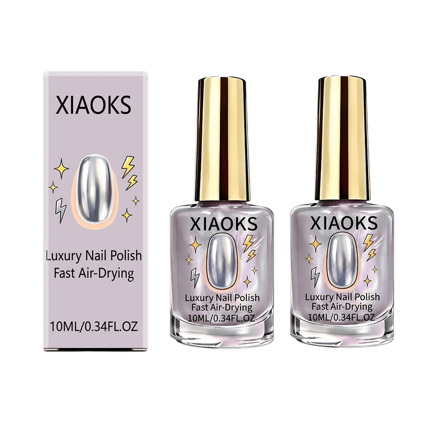 2Pcs Lilac Glossy Mirror Nail Strengthener, Glazed Donut Lilac Mirror Aurora Nail Strengthener Fast Air-Dry