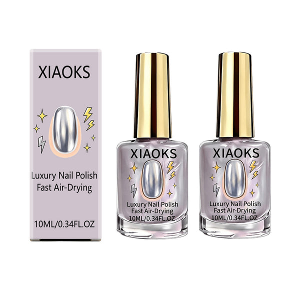 2Pcs Lilac Glossy Mirror Nail Strengthener, Glazed Donut Lilac Mirror Aurora Nail Strengthener Fast Air-Dry