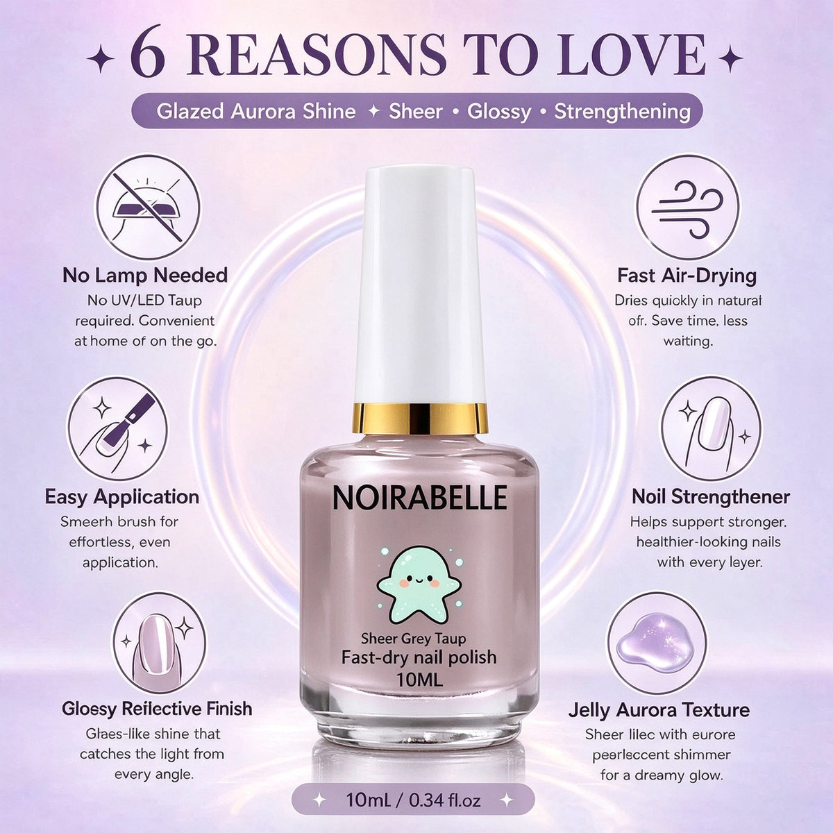 2Pcs Lilac-Pink Mirror-Effect Nail Polish - Natural Drying, Natural Nail Strengthening, Ideal for Everyday Use & Parties