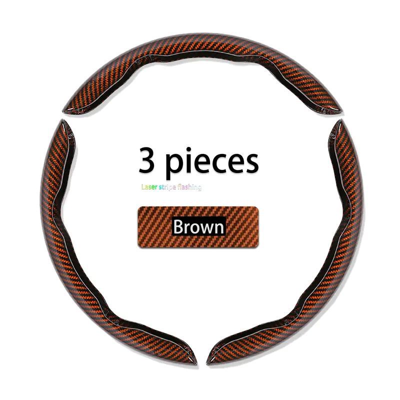 3Pcs Car Non-Slip Steering Wheel Protector, Universal 15 Inch, Carbon Fiber Design