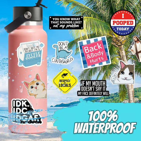 130Pcs Holographic Funny Luggage Stickers Scrapbooking Skateboard Guitar Water Bottle Gift