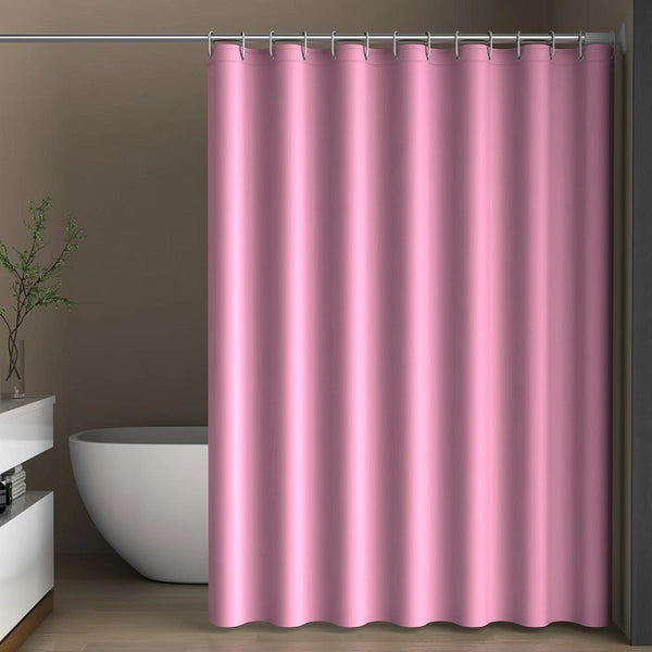 Minimalist Solid Pure Pink Shower Curtain with Hooks,Waterproof Fabric Privacy Bath Curtain