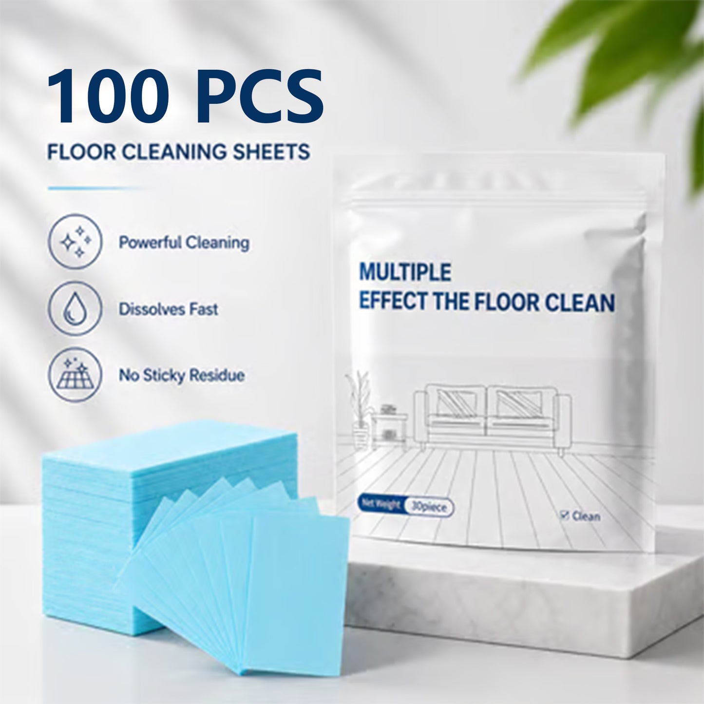 100Pcs Floor Cleaning Tablets Multi-Surface Antibacterial Cleaner
