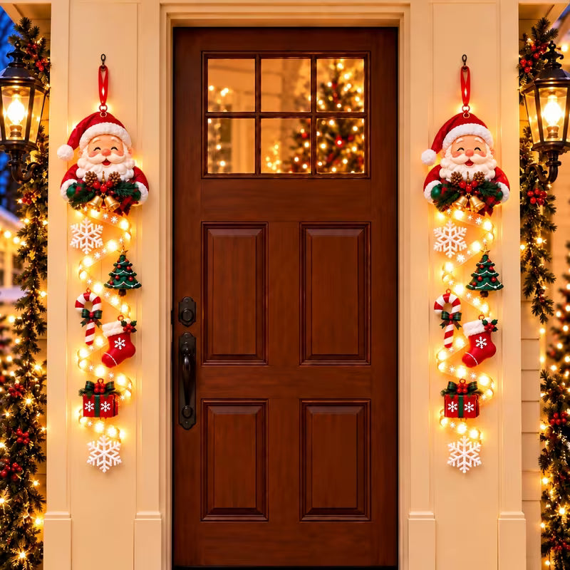 New Light‑Up Glowing Christmas Door Hanger - Festive Home Decor