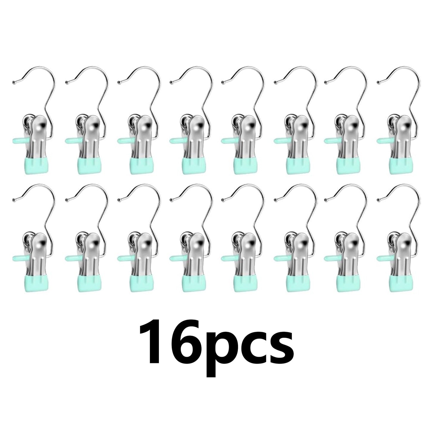 16PCS Anti-Rust Stainless Steel Non-Slip Metal Clothespins