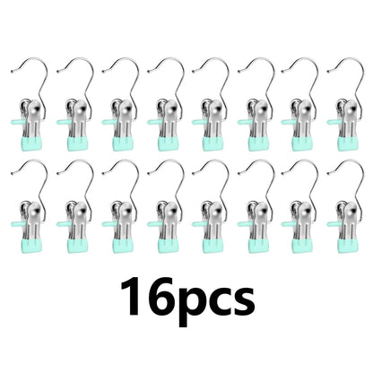 16PCS Anti-Rust Stainless Steel Non-Slip Metal Clothespins