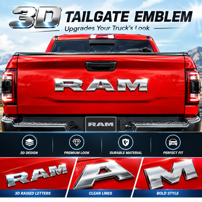 3D ABS Plastic Letter-Shape Tailgate Emblem Sticker for Dodge RAM 1500/2500/3500 Pickups - Decal for Trucks