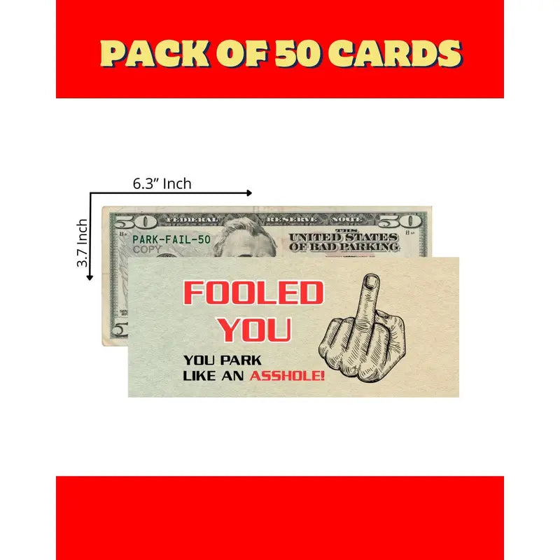 50 Pack You Park Like An A-hole Bad Parking Prank Cards Funny