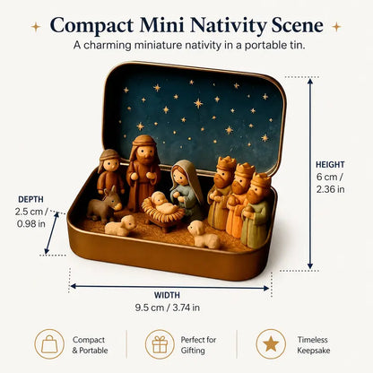 Religious Pocket-Size Mini Nativity Scene Set with Storage Box