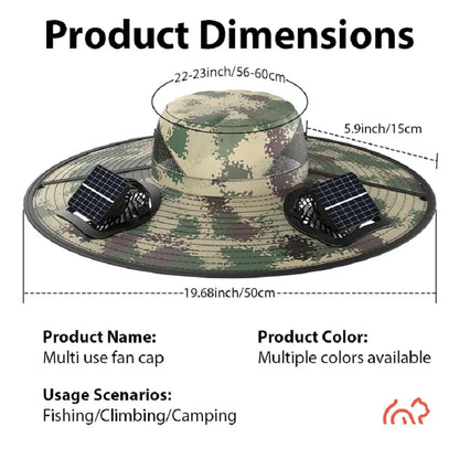 Solar fan hat Outdoor Wide Brim Sun Hat with 2 Solar Fan