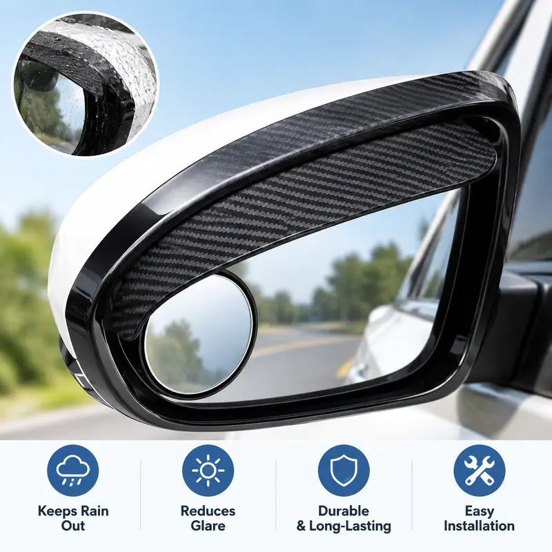 2Pcs Car Rearview Mirror Rain Visor with 360° Adjustable Blind Spot