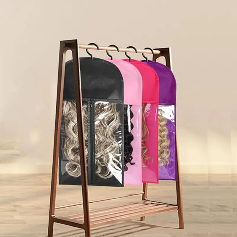3PCS Wig Storage Bag With Hook Wig Storage Hanger