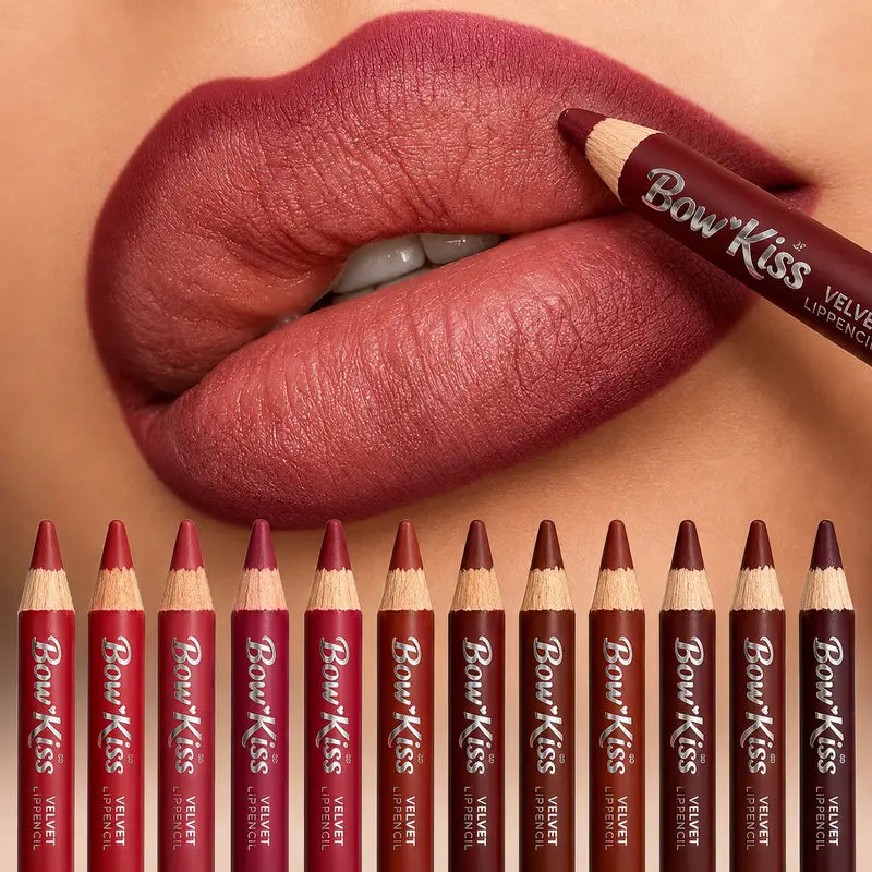 12Pcs Matte Lip Liner With Sharpener Set Waterproof Smudgeproof