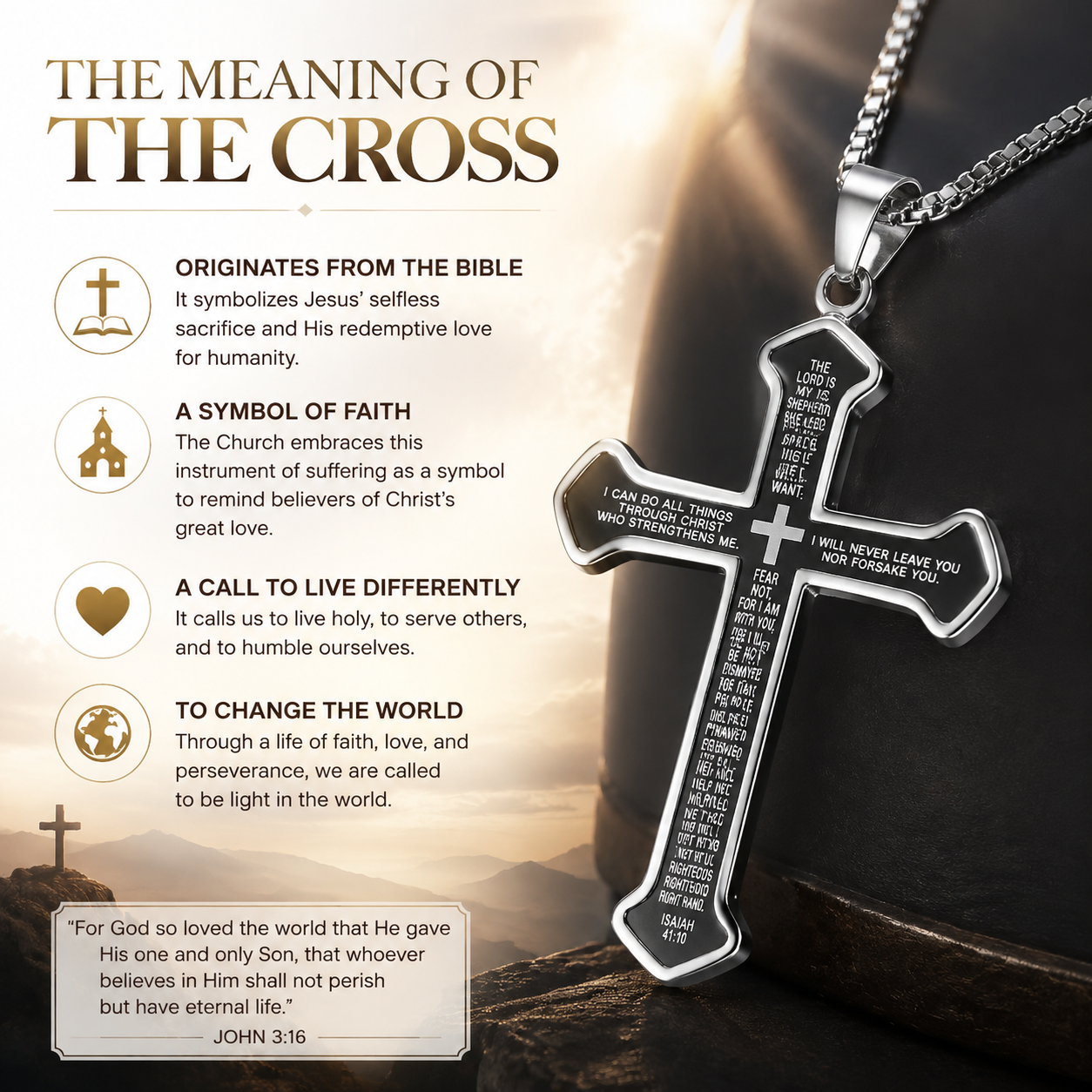 Saint St. Benedict Jesus Cross Pendant Necklace Men And Women Religious Christian Catholic Amulet Stainless Steel Jewelry