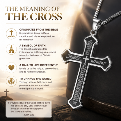 Saint St. Benedict Jesus Cross Pendant Necklace Men And Women Religious Christian Catholic Amulet Stainless Steel Jewelry