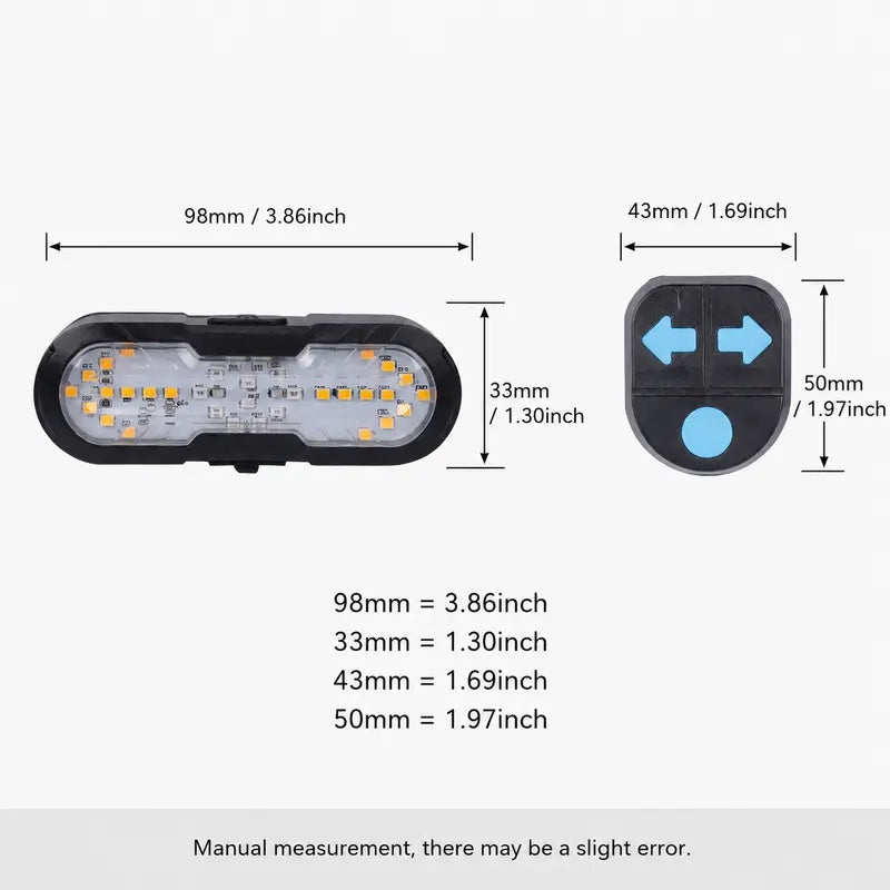 Bike Wireless Remote Control Turn Signal Taillight, 6 Modes 1200mAh Rechargeable