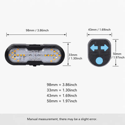 Bike Wireless Remote Control Turn Signal Taillight, 6 Modes 1200mAh Rechargeable