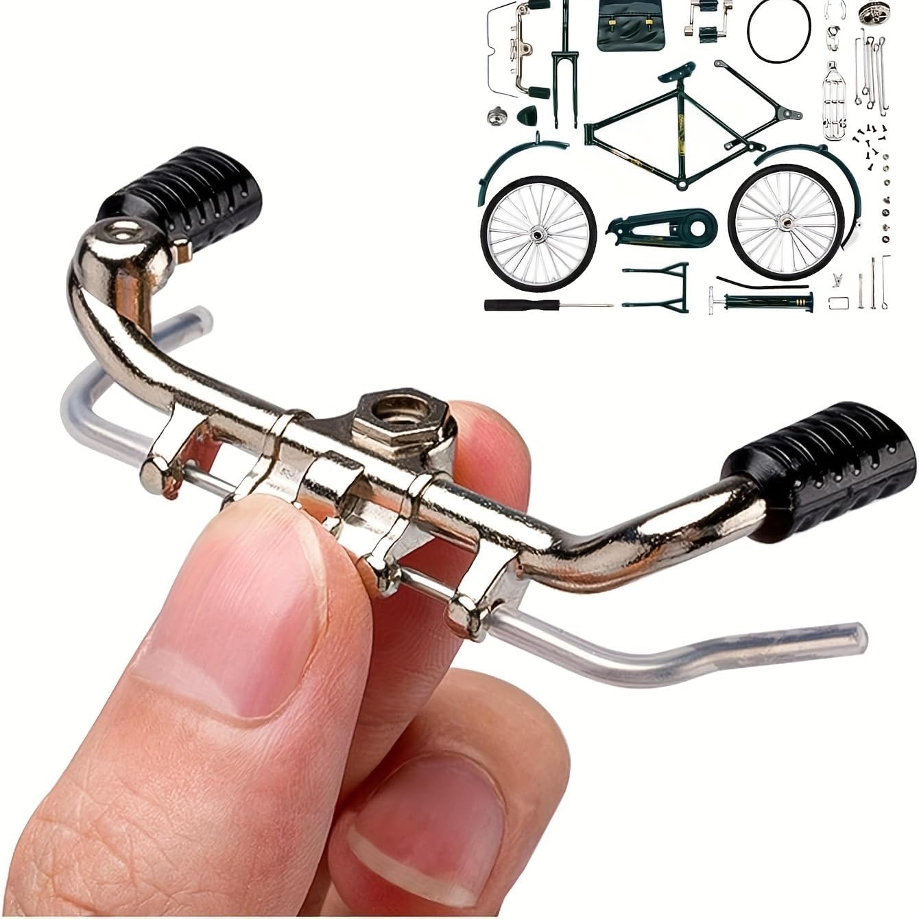 DIY Retro Bicycle Model Ornament, 1:10 Simulation Mini Bicycle Model Scale Kit With Inflator and Briefcase