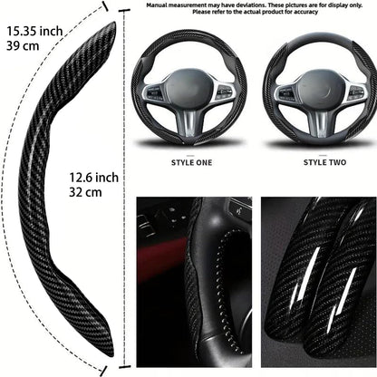 3Pcs Car Non-Slip Steering Wheel Protector, Universal 15 Inch, Carbon Fiber Design