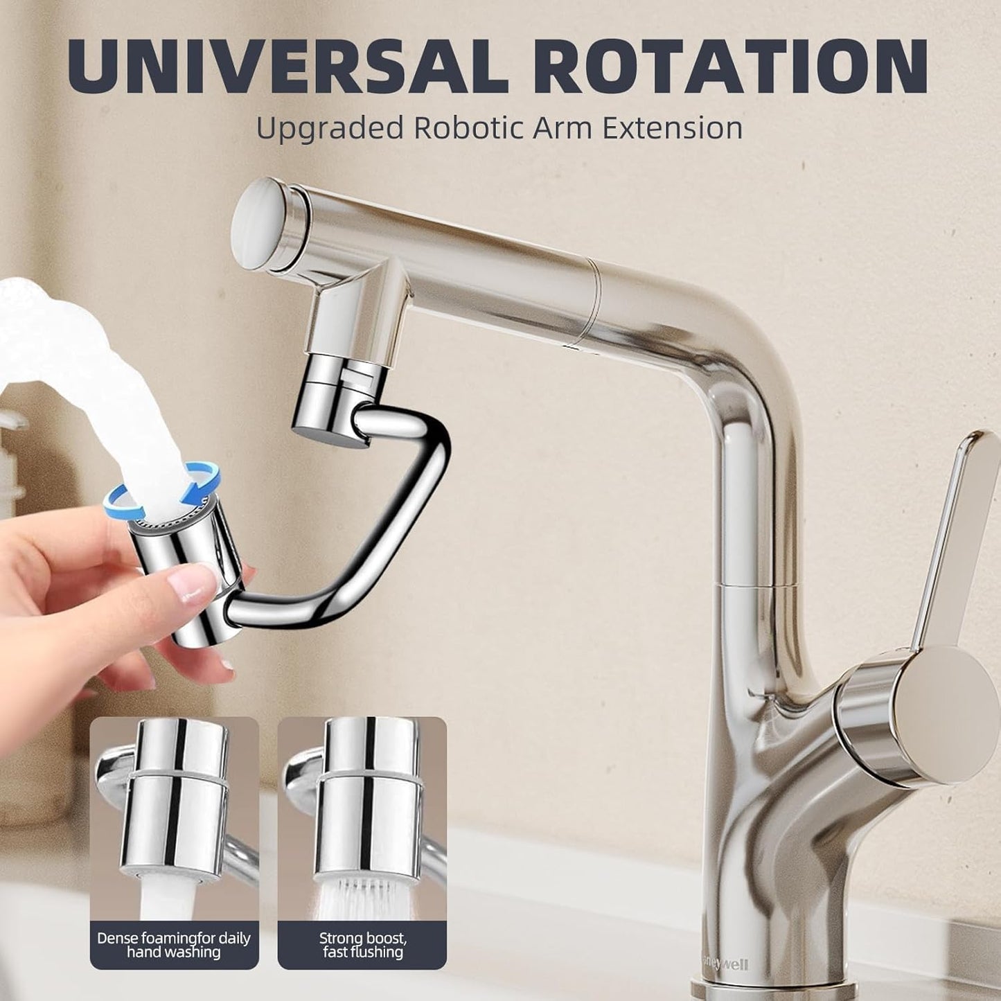 Universal Sink Faucet 1440° Rotatable Faucet Aerator Extension