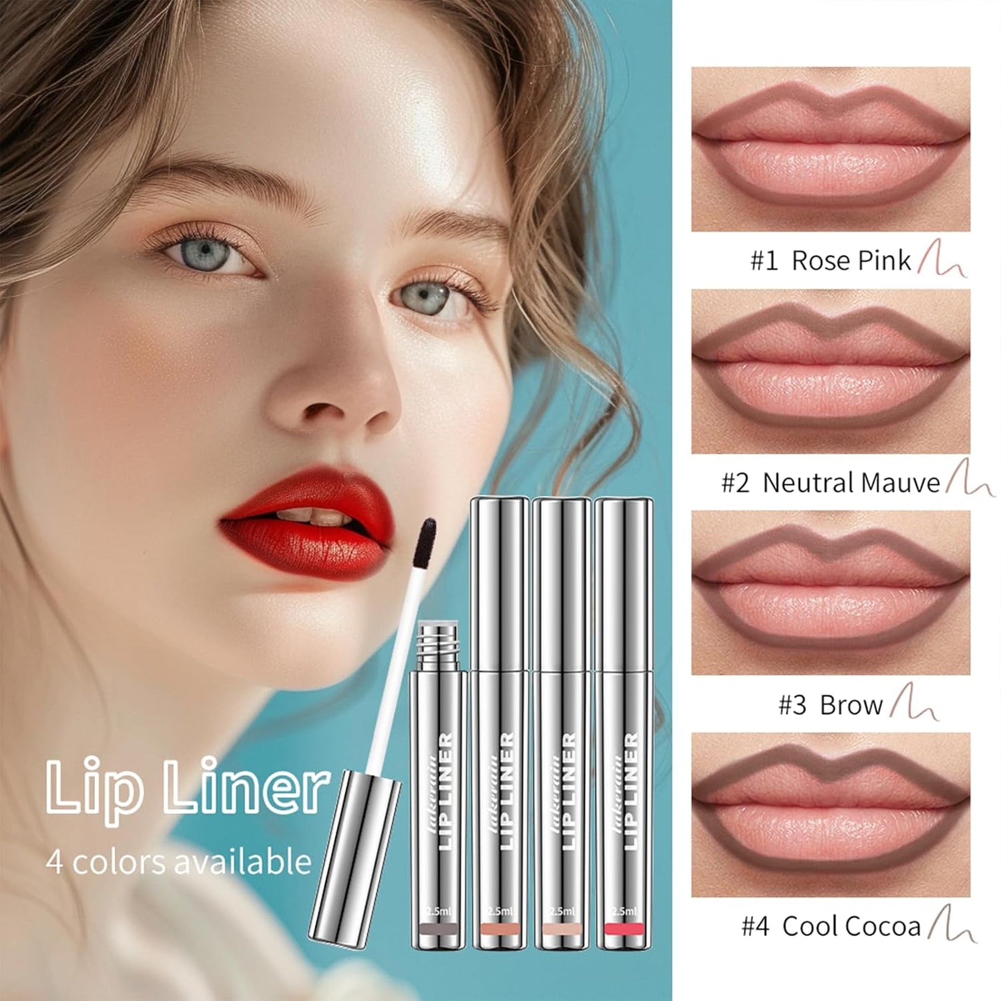 4 PCS/set Peel Off Matte Lip Liner, Transfer-proof Lip Stain