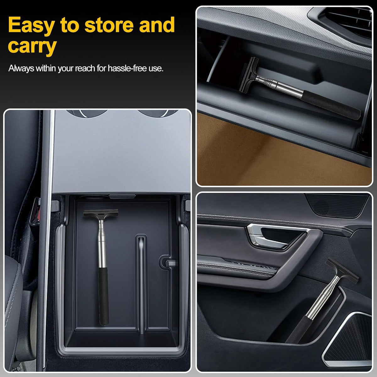 2PCS Black Retractable Car Rearview Mirror Wiper Long Handle Portable
