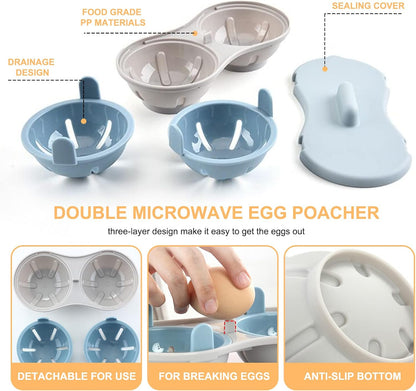 Microwave Egg Poacher, Microwave Egg Cooker for 2 Eggs