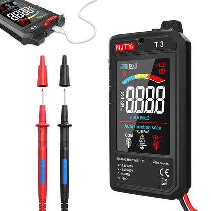 T3 Smart Digital Multimeter, Ultra-Thin Rechargeable Voltmeter with 3.2" Color LCD