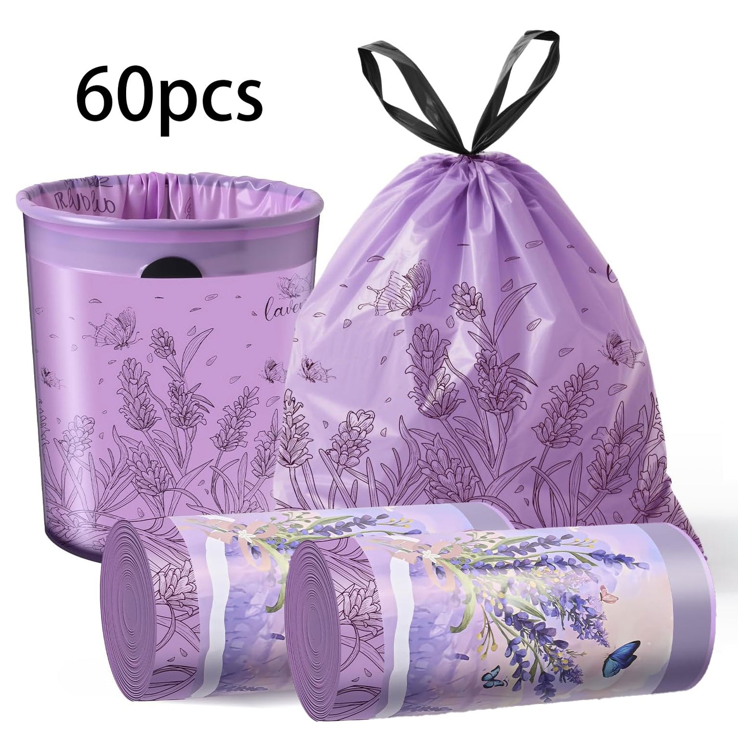 Lavender Scented Garbage Bags,Trash Bags 4 Gallon