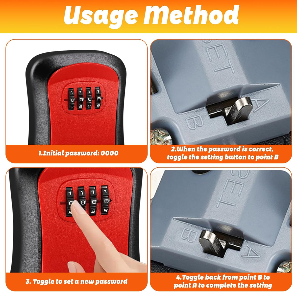 Wall Mount Key Lock Box - 4 Digit Combination Lockbox for Keys Safe Security