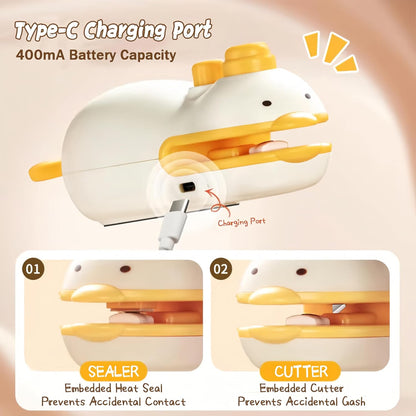 3-in-1 Mini Bag Sealer, Sealer and Cutter Heat Seal, Magnetic and Hanging USB Rechargeable Sealer