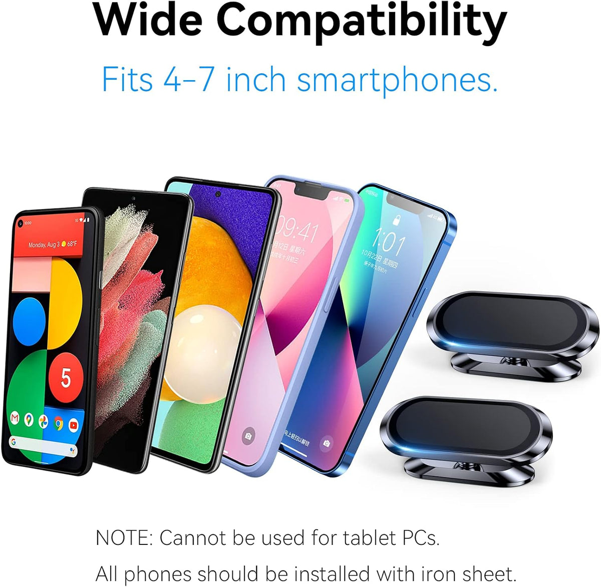 2 Pcs Magnetic Phone Holder for Car -360 Rotation,Compatible with All Cell Phone