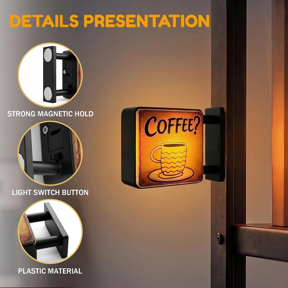 LED Coffee Corner Light Sign Fridge Magnet