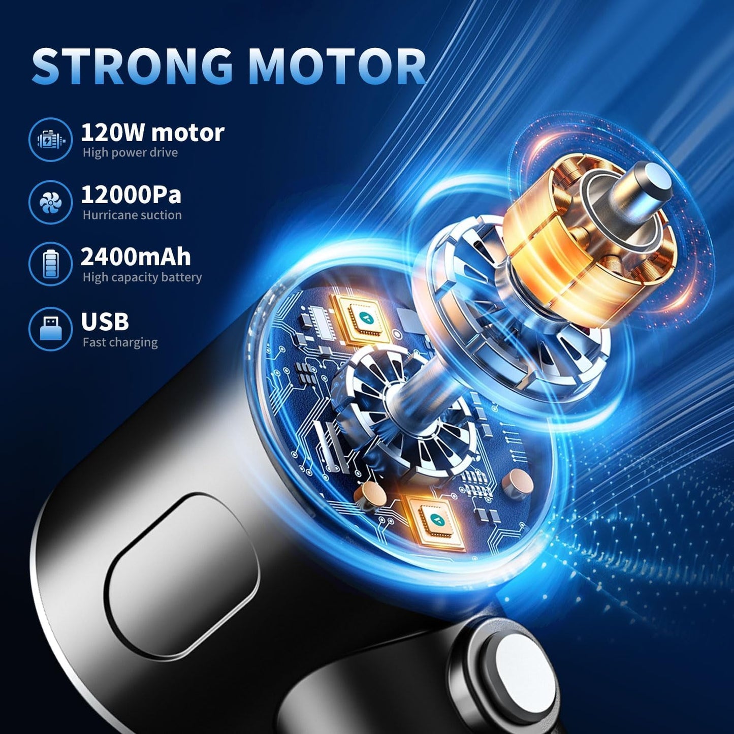 3-in-1 Compressed Air Duster, Keyboard Vacuum Cleaner, 12000PA Cordless Handheld Mini Vacuum