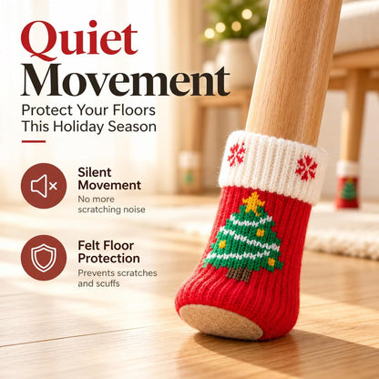 8Pcs Christmas Chair Leg Socks with Felt Pads, Floor Protectors