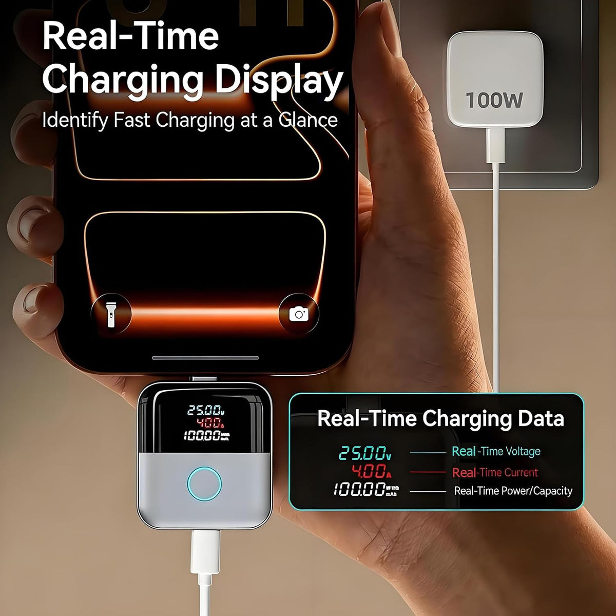 140W Smart Auto Stop Charging Adapter, Type C Fast Charger with LCD Display