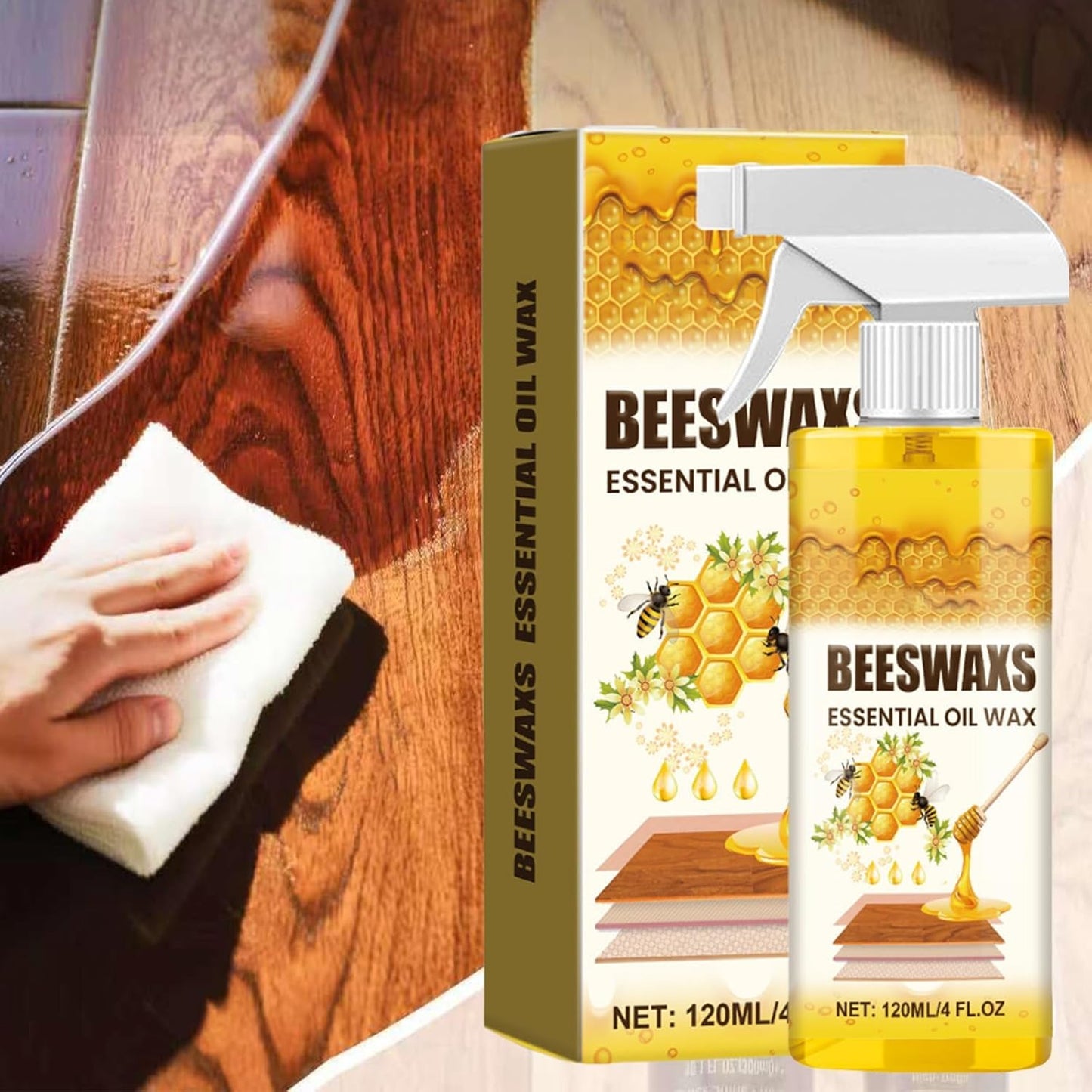 Beeswax Wood Polish Spray,Natural Wood Polish Spray For Living Rooms,Kitchens,Wood Furniture...