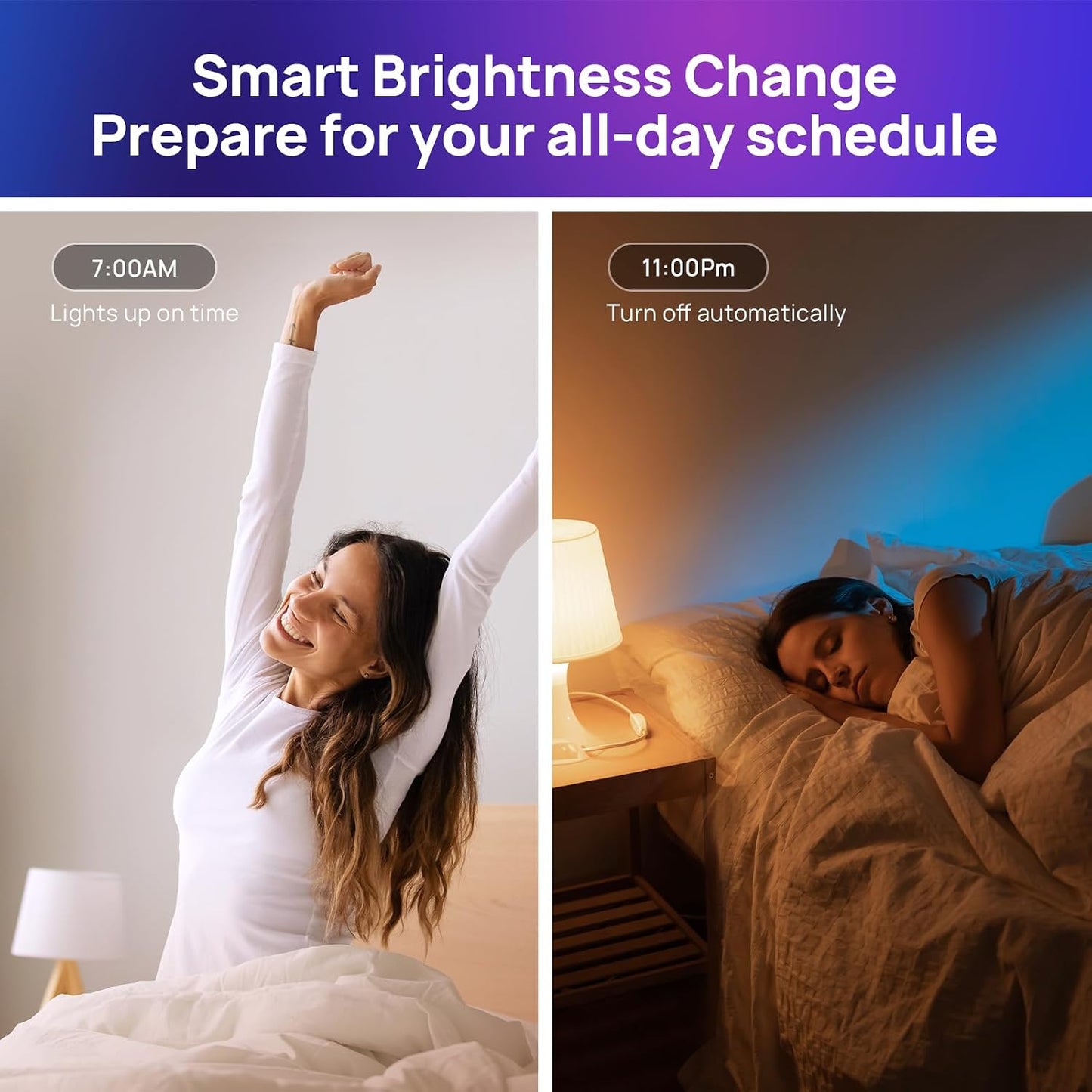 2PCS Smart Light Bulb, A19 Color Changing Light Bulb, 800 LM, E26 Base WiFi & Bluetooth