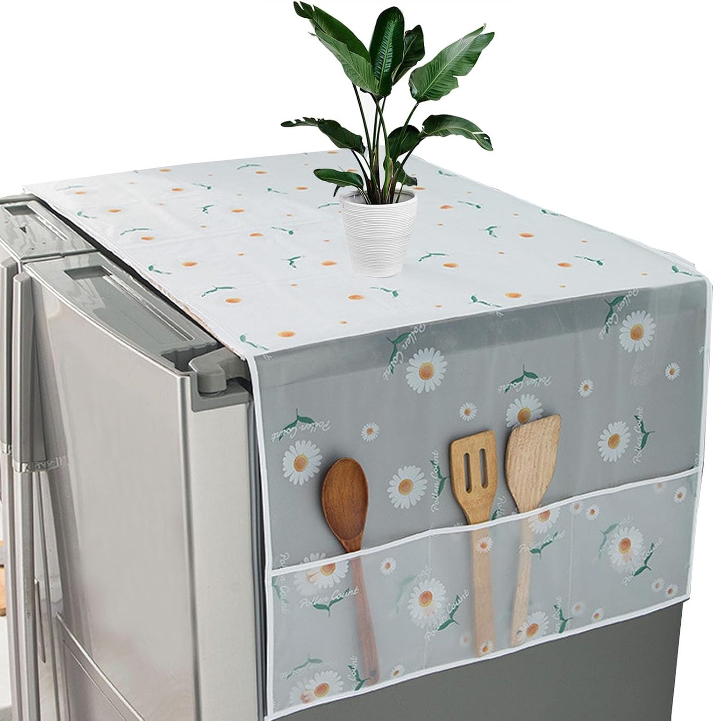 3Pcs Multipurpose Refrigerator Dust Cloth Proof Cover With Storage Pockets Bags